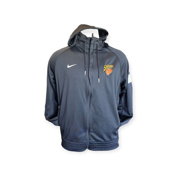 Nike Mens Therma-FIT Full Zip Hoodie Jacket Black XL Black White Stripe Sleeve - Picture 1 of 6
